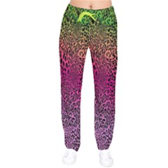 Leopard Colorful Pink Digital Print Stretch Women Velvet Drawstring Pants