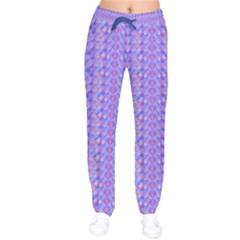 Fish Scales Violet Shine Stretch Women Velvet Drawstring Pants