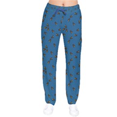 Blue Pattern Of The Bee On Honeycombs Women Velvet Drawstring Pants