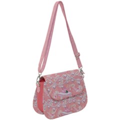 Feathers Faux Pearl Pink Pattern Princess Saddle Handbag by CoolDesigns