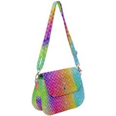 Star Cluster Rainbow Scales Pattern Saddle Handbag by CoolDesigns