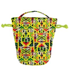 African Dashiki Print Yellow Marijuana Leaves Drawstring Bucket Bag by CoolDesigns