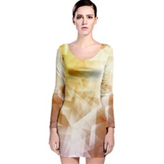 Yellow & Brown Iridescent Pattern Long Sleeve Velvet Bodycon Dress  