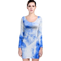 Frozen Blue Iridescent Pattern Long Sleeve Velvet Bodycon Dress