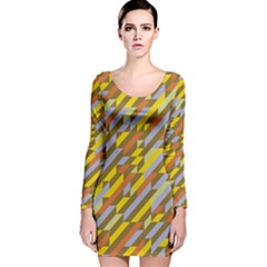 Banana Retro Iridescent Pattern Long Sleeve Velvet Bodycon Dress by CoolDesigns