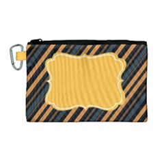 Light Orange & Cadet Blue Stripes Canvas Cosmetic Bag (large) by CoolDesigns