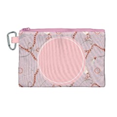 Pink Chain Pattern Canvas Cosmetic Bag (large) by CoolDesigns