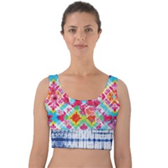 Vintage Floral Colorful Tie Dye Velvet Crop Top by CoolDesigns