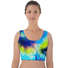 Vintage Tie Dye Blue Velvet Crop Top