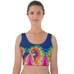 Colorful Tie Dye Blue Velvet Crop Top by CoolDesigns