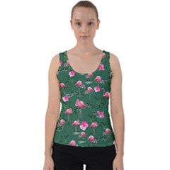 Flamingo Birds Sea Green Summer Hot Tropical Velvet Tank Top by CoolDesigns