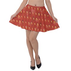 Firebrick Red Strawberry Peel Seamless Velvet Skater Skirt