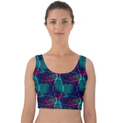 Indigo Neon Laser Beams Velvet Crop Top by CoolDesigns