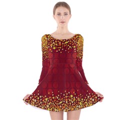 Shine Lucky Coins Dark Red Long Sleeve Velvet Skater Dress by CoolDesigns