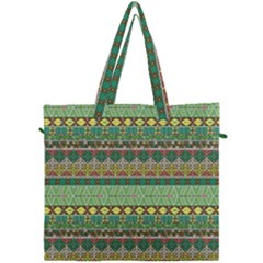 Medium Sea Green Tribal Aztec Pattern Birds Canvas Travel Bag by CoolDesigns