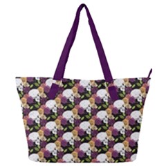 Colorful Side Face White Skull Floral Rose Shoulder Bag by CoolDesigns