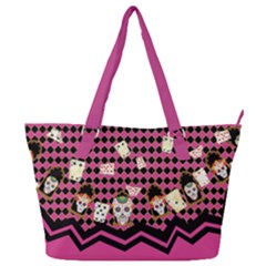 Pink Checkered Sugar Skull Halloween Full Print Shoulder Bag by CoolDesigns