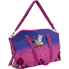 Arabian Nights Purple Pink Unicorn Seamless Canvas Crossbody Bag by CoolDesigns