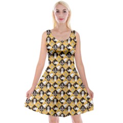 Gold Circus Performers Pattern Reversible Velvet Sleeveless Dress