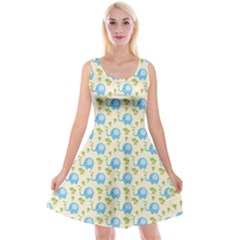 Yellow Tree Elephants Cute Pattern Reversible Velvet Sleeveless Dress