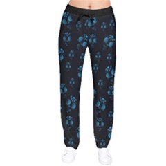 Abstract Paint Black & Blue Design Women Velvet Drawstring Pants by CoolDesigns