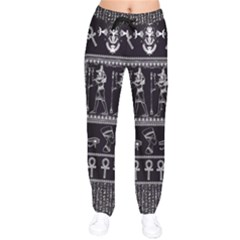 Symbols Black Gothic Women Velvet Drawstring Pants