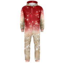 Abstract, Christmas, Glittery, Gold, Red Hooded Jumpsuit (men)