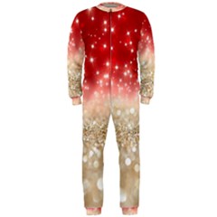 Abstract, Christmas, Glittery, Gold, Red Onepiece Jumpsuit (men)