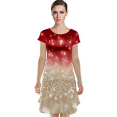 Abstract, Christmas, Glittery, Gold, Red Cap Sleeve Nightdress