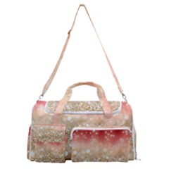 Abstract, Christmas, Glittery, Gold, Red Sports Gym Duffle Bag With Shoe Compartment