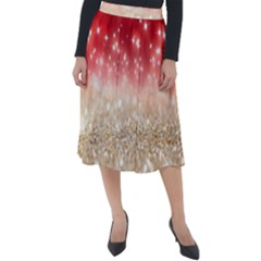 Abstract, Christmas, Glittery, Gold, Red Classic Velour Midi Skirt  by kyorashop23