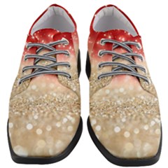 Abstract, Christmas, Glittery, Gold, Red Women Heeled Oxford Shoes