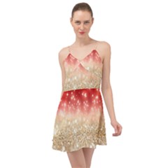 Abstract, Christmas, Glittery, Gold, Red Summer Time Chiffon Dress by kyorashop23