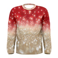 Abstract, Christmas, Glittery, Gold, Red Men s Long Sleeve T-shirt