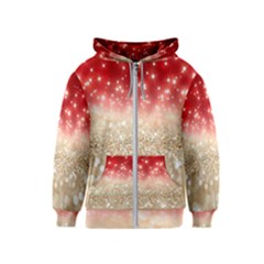 Abstract, Christmas, Glittery, Gold, Red Kids  Zipper Hoodie