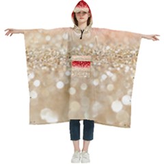 Abstract, Christmas, Glittery, Gold, Red Women s Hooded Rain Ponchos by kyorashop23