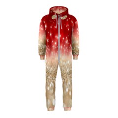 Abstract, Christmas, Glittery, Gold, Red Hooded Jumpsuit (kids)