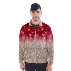 Abstract, Christmas, Glittery, Gold, Red Men s Windbreaker