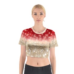 Abstract, Christmas, Glittery, Gold, Red Cotton Crop Top by kyorashop23