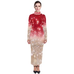 Abstract, Christmas, Glittery, Gold, Red Turtleneck Maxi Dress by kyorashop23