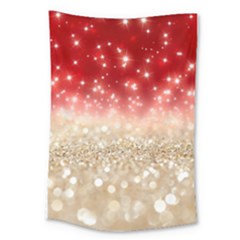 Abstract, Christmas, Glittery, Gold, Red Large Tapestry