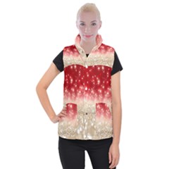 Abstract, Christmas, Glittery, Gold, Red Women s Button Up Vest