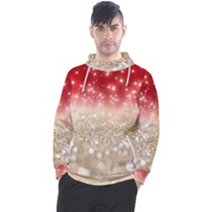 Abstract, Christmas, Glittery, Gold, Red Men s Pullover Hoodie