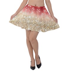 Abstract, Christmas, Glittery, Gold, Red Velvet Skater Skirt