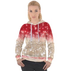 Abstract, Christmas, Glittery, Gold, Red Women s Overhead Hoodie