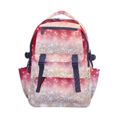 Abstract, Christmas, Glittery, Gold, Red Carry-on Double Buckle Travel Backpack by kyorashop23