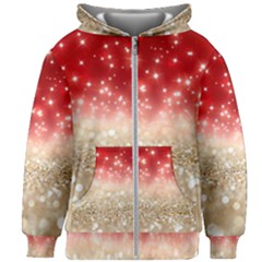 Abstract, Christmas, Glittery, Gold, Red Kids  Zipper Hoodie Without Drawstring