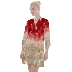 Abstract, Christmas, Glittery, Gold, Red Open Neck Shift Dress by kyorashop23