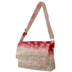 Abstract, Christmas, Glittery, Gold, Red Full Print Messenger Bag (l) by kyorashop23