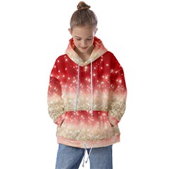 Abstract, Christmas, Glittery, Gold, Red Kids  Oversized Hoodie